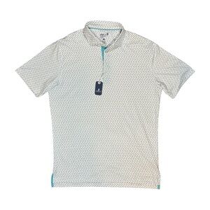 Johnnie-O Caicos Blue Keaton Performance Polo JMPO6980 Geo Print Golf
